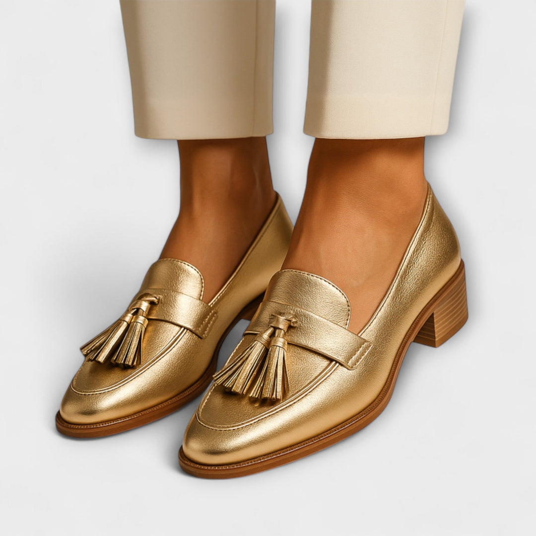 Celeste - Golden Loafer with Tassels