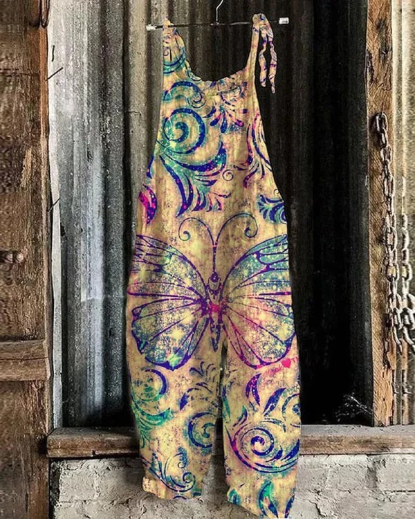 Emily – Floral Butterflies Jumpsuit – Comfort and Elegance