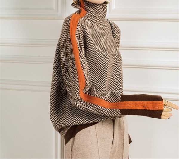 Vanessa – Herringbone Luxe Turtleneck for Effortless Elegance & All-Day Comfort