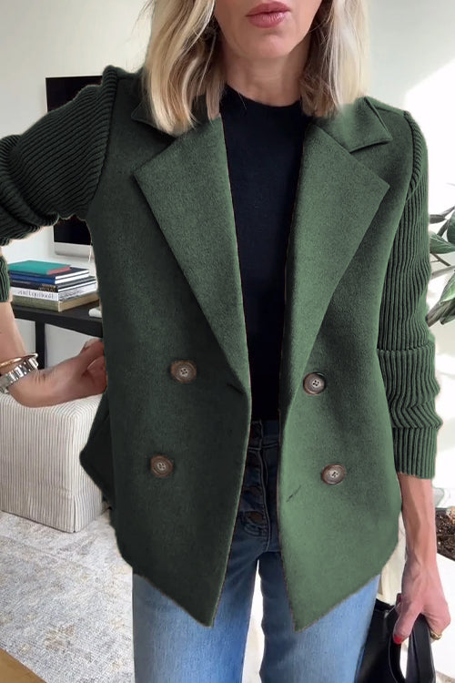 Lenora - Chic Knit-Sleeve Blazer
