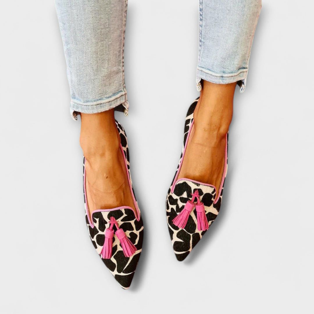 Julia - Elegant Printed Loafer with Tassels