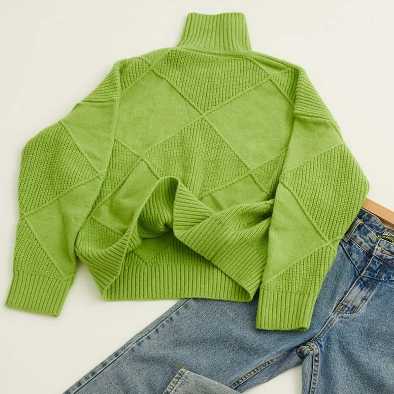 Denise – Textured Turtleneck Knit Sweater