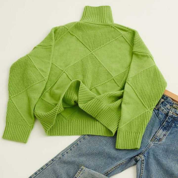 Denise – Textured Turtleneck Knit Sweater