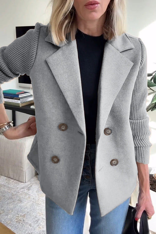 Lenora - Chic Knit-Sleeve Blazer
