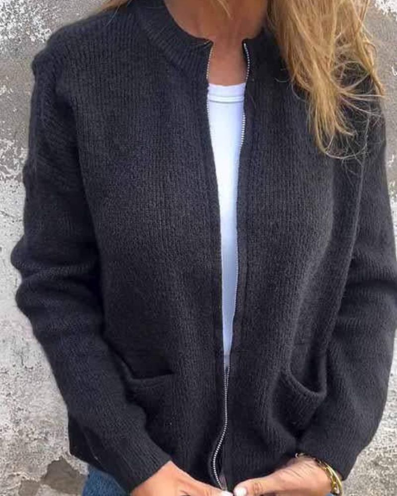 Clara – Soft Cotton Zip Cardigan for Everyday Comfort