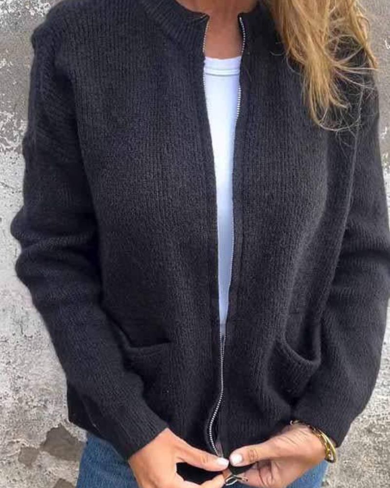 Clara – Soft Cotton Zip Cardigan for Everyday Comfort