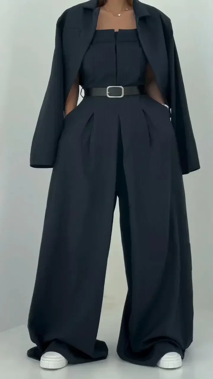Alyssa – Women’s Wide-Leg Jumpsuit + Jacket – Sleek, Polished, and Effortless