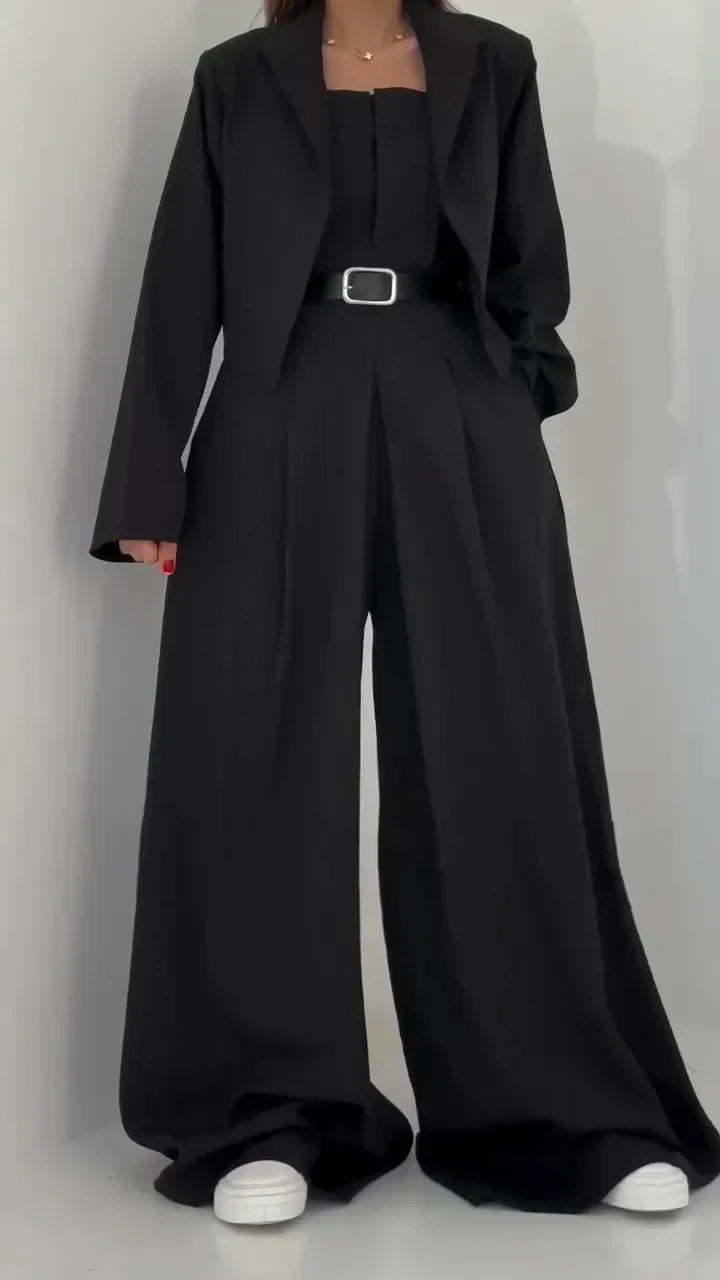 Alyssa – Women’s Wide-Leg Jumpsuit + Jacket – Sleek, Polished, and Effortless