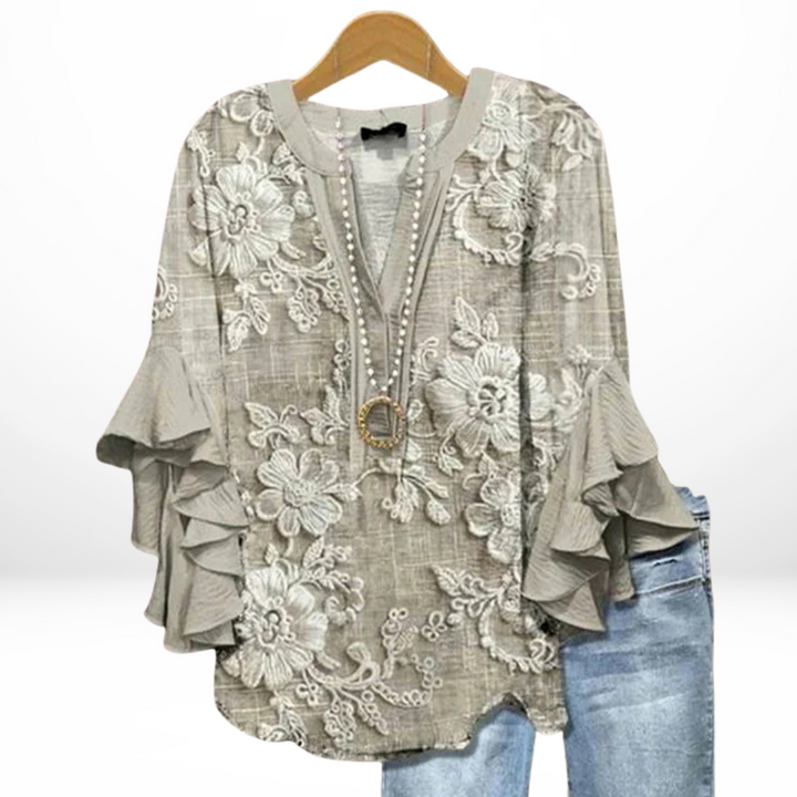 Polly - Vintage Floral Print Blouse