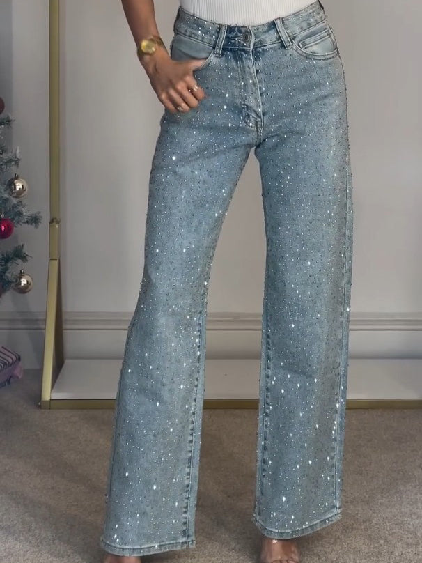 Elyse - Diamanté Straight Jeans