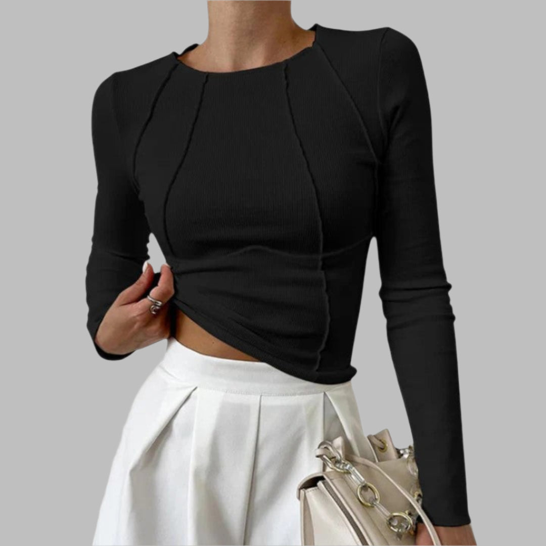 Emilie – Sculpted Long Sleeve Top for Everyday Elegance