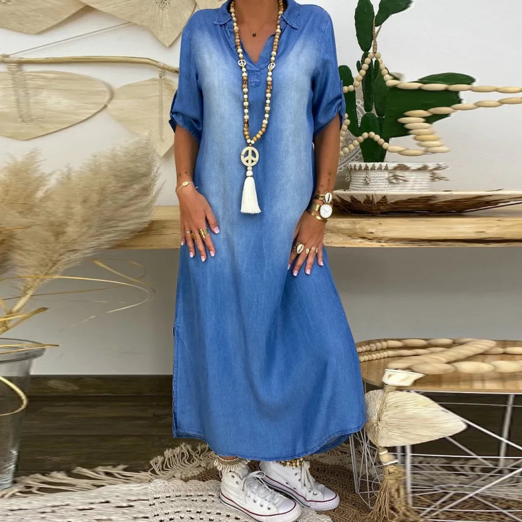 Denise – Everyday Denim-Inspired Maxi Dress