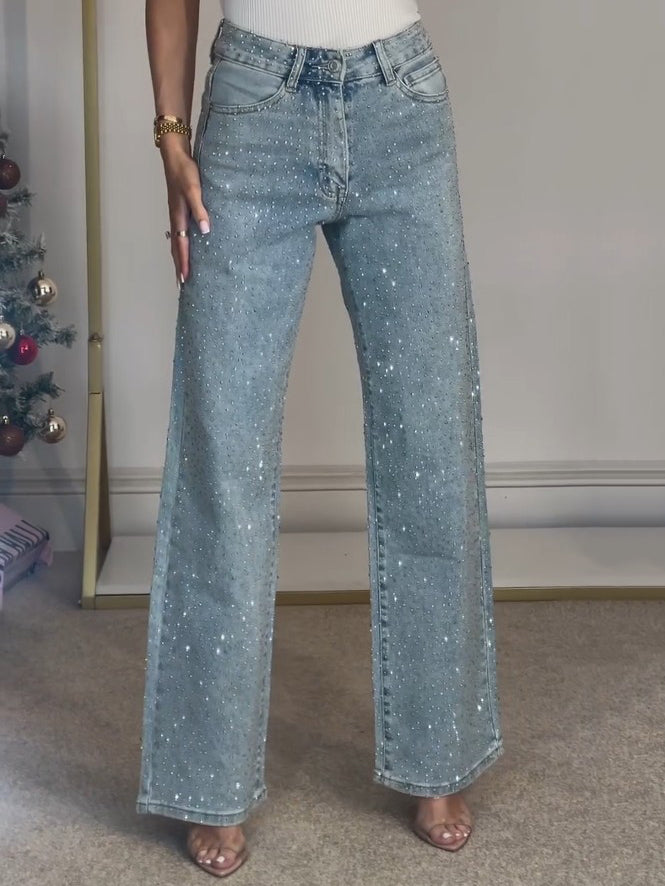 Elyse - Diamanté Straight Jeans