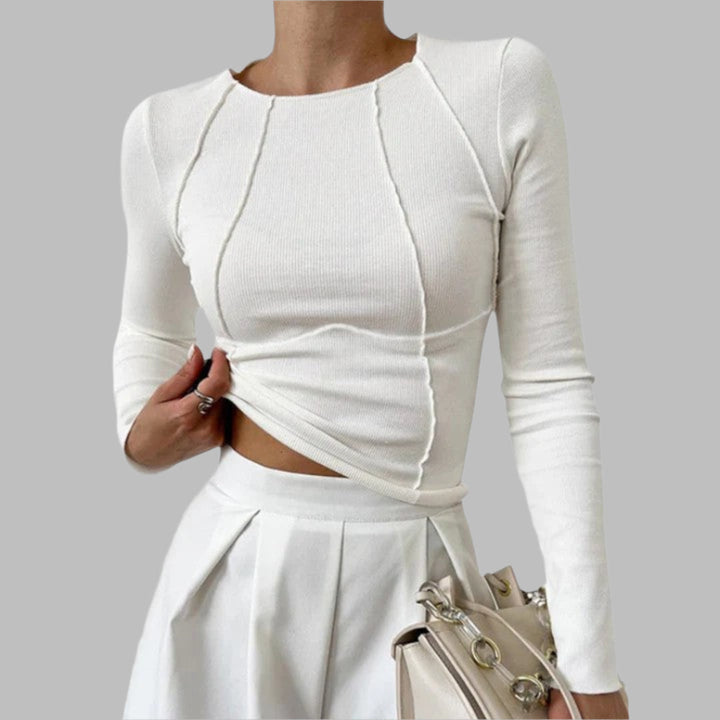Emilie – Sculpted Long Sleeve Top for Everyday Elegance