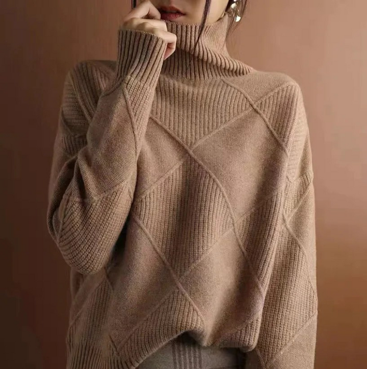 Denise – Textured Turtleneck Knit Sweater
