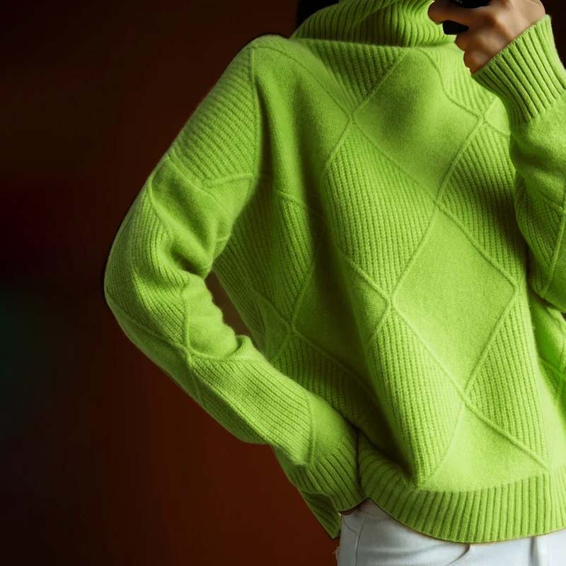 Denise – Textured Turtleneck Knit Sweater