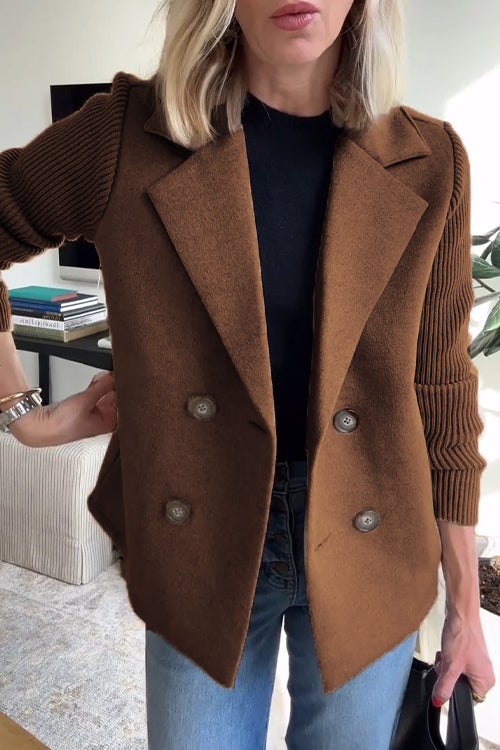 Lenora - Chic Knit-Sleeve Blazer
