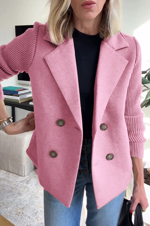 Lenora - Chic Knit-Sleeve Blazer