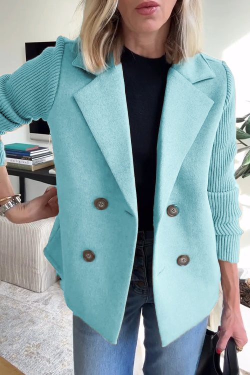 Lenora - Chic Knit-Sleeve Blazer