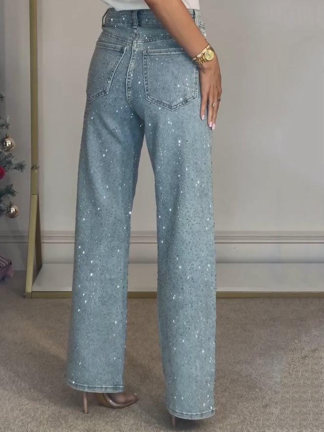 Elyse - Diamanté Straight Jeans