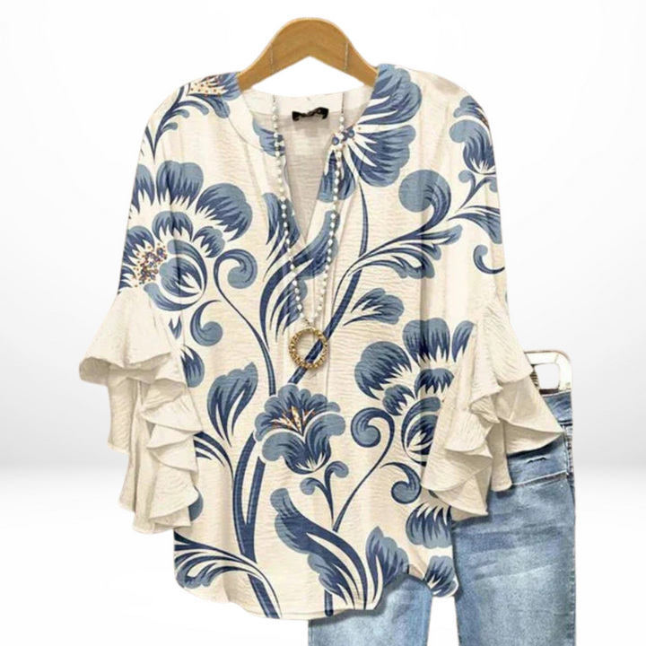 Polly - Vintage Floral Print Blouse