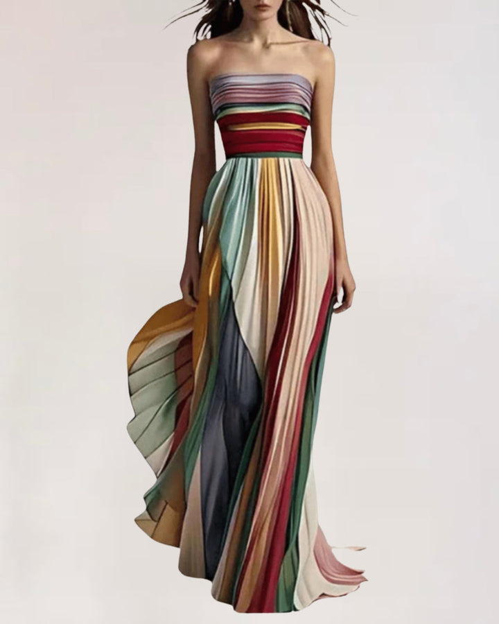 Naomi – Flowing Strapless Maxi Dress with Artistic Flair