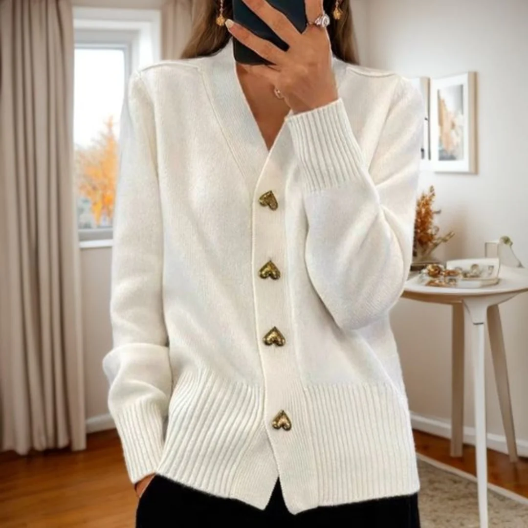 Isabelle – Cozy Heart Button Knit Cardigan