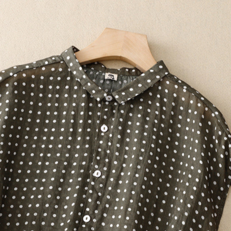 Vera – Soft Dot Linen Top