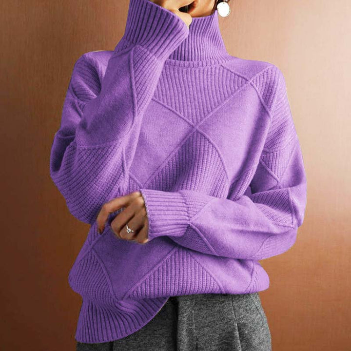 Denise – Textured Turtleneck Knit Sweater