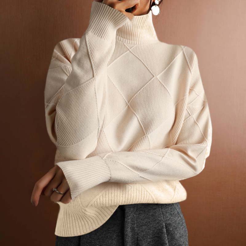 Denise – Textured Turtleneck Knit Sweater