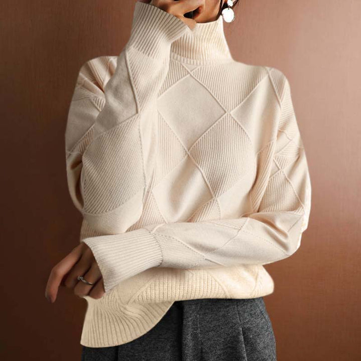 Denise – Textured Turtleneck Knit Sweater