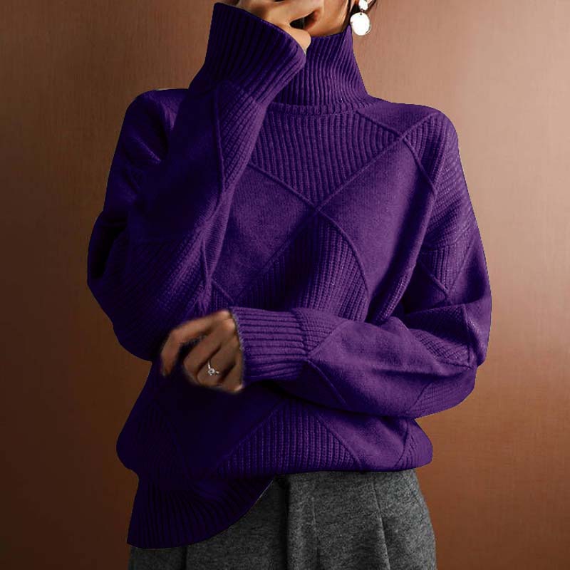 Denise – Textured Turtleneck Knit Sweater