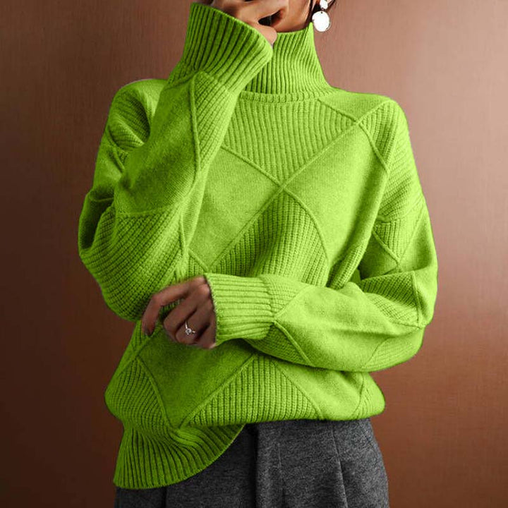 Denise – Textured Turtleneck Knit Sweater