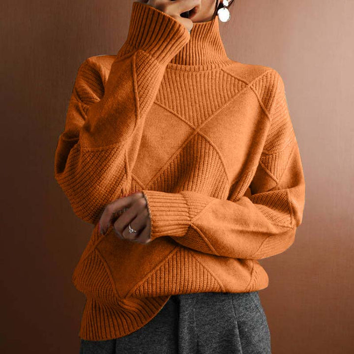 Denise – Textured Turtleneck Knit Sweater