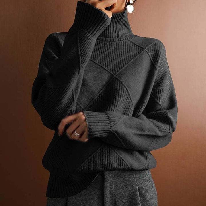 Denise – Textured Turtleneck Knit Sweater
