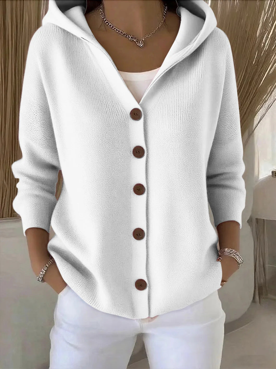 Zoé – Soft Hooded Knit Cardigan for Effortless Everyday Comfort