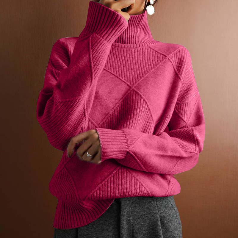 Denise – Textured Turtleneck Knit Sweater