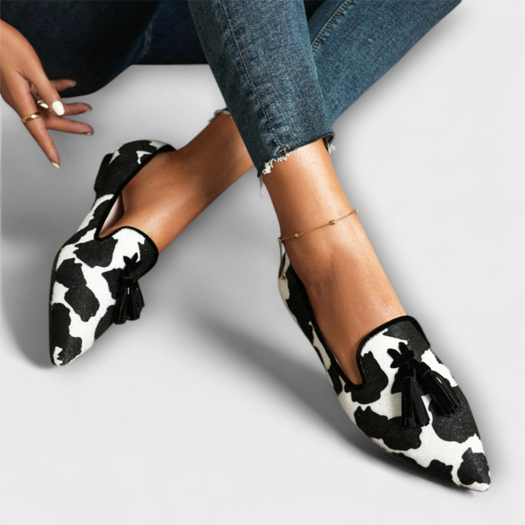 Julia - Elegant Printed Loafer with Tassels