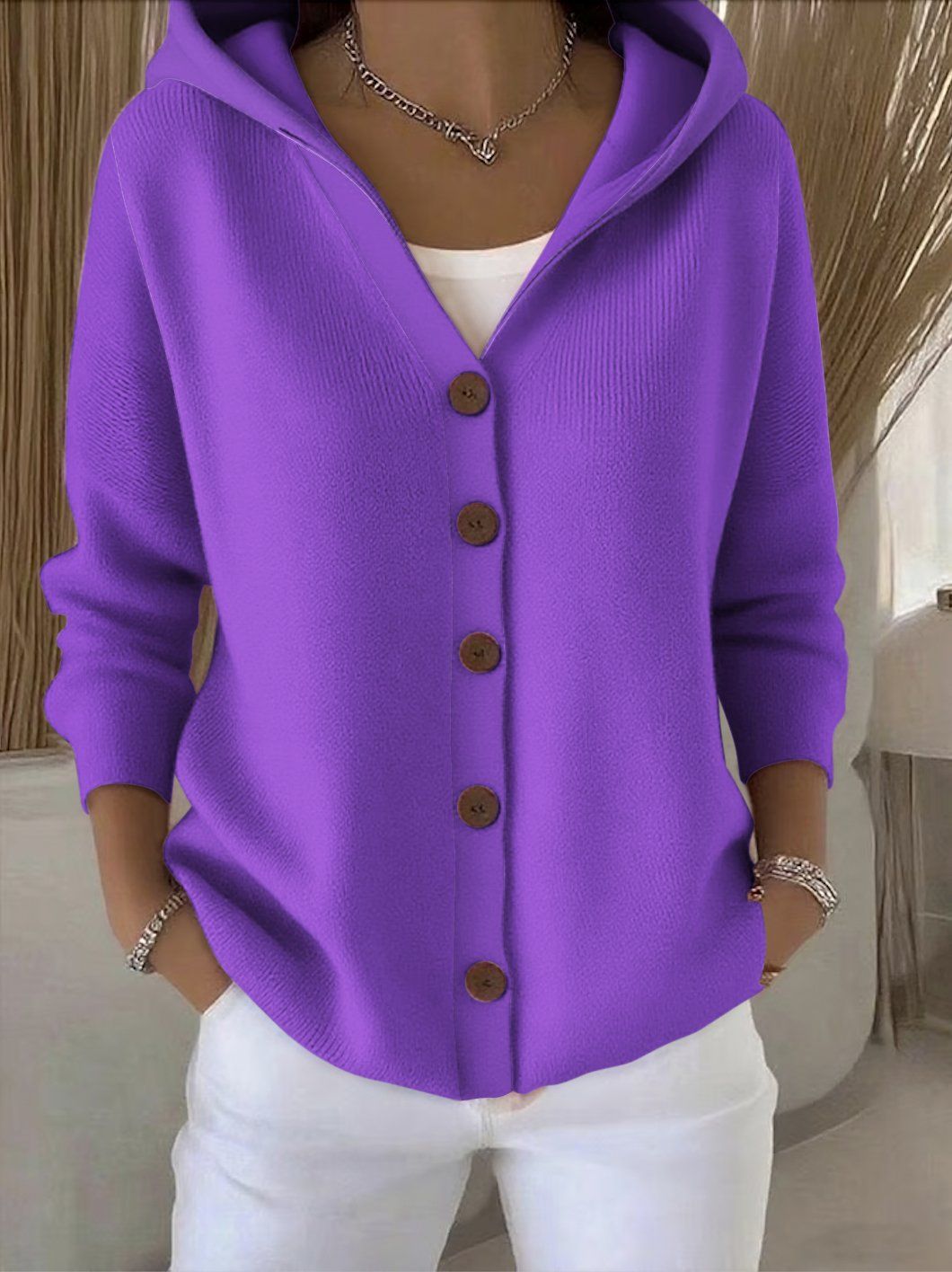 Zoé – Soft Hooded Knit Cardigan for Effortless Everyday Comfort