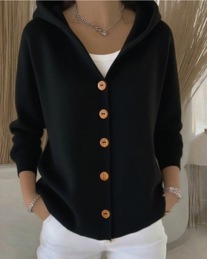 Zoé – Soft Hooded Knit Cardigan for Effortless Everyday Comfort