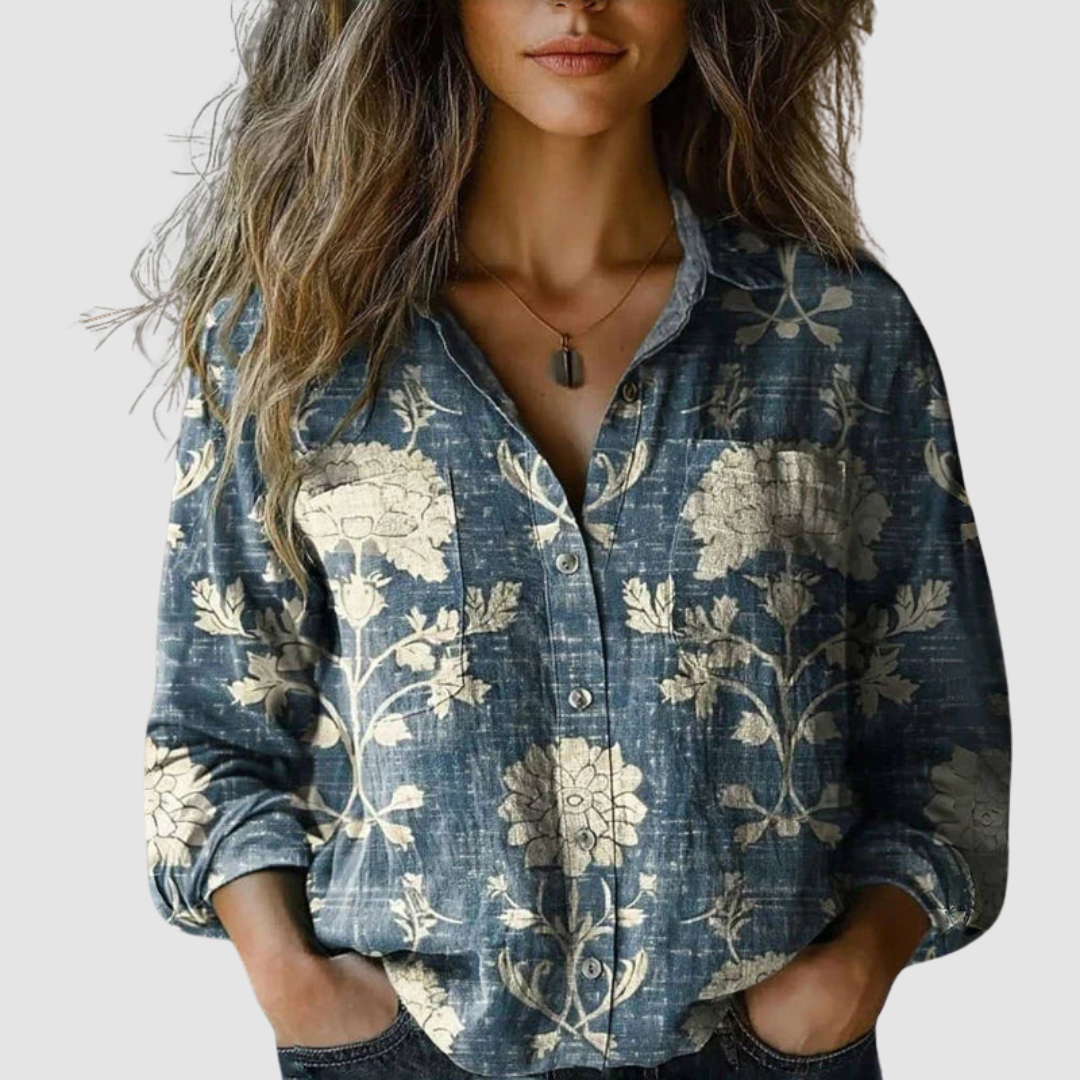 Lilou – Retro Printed Blouse