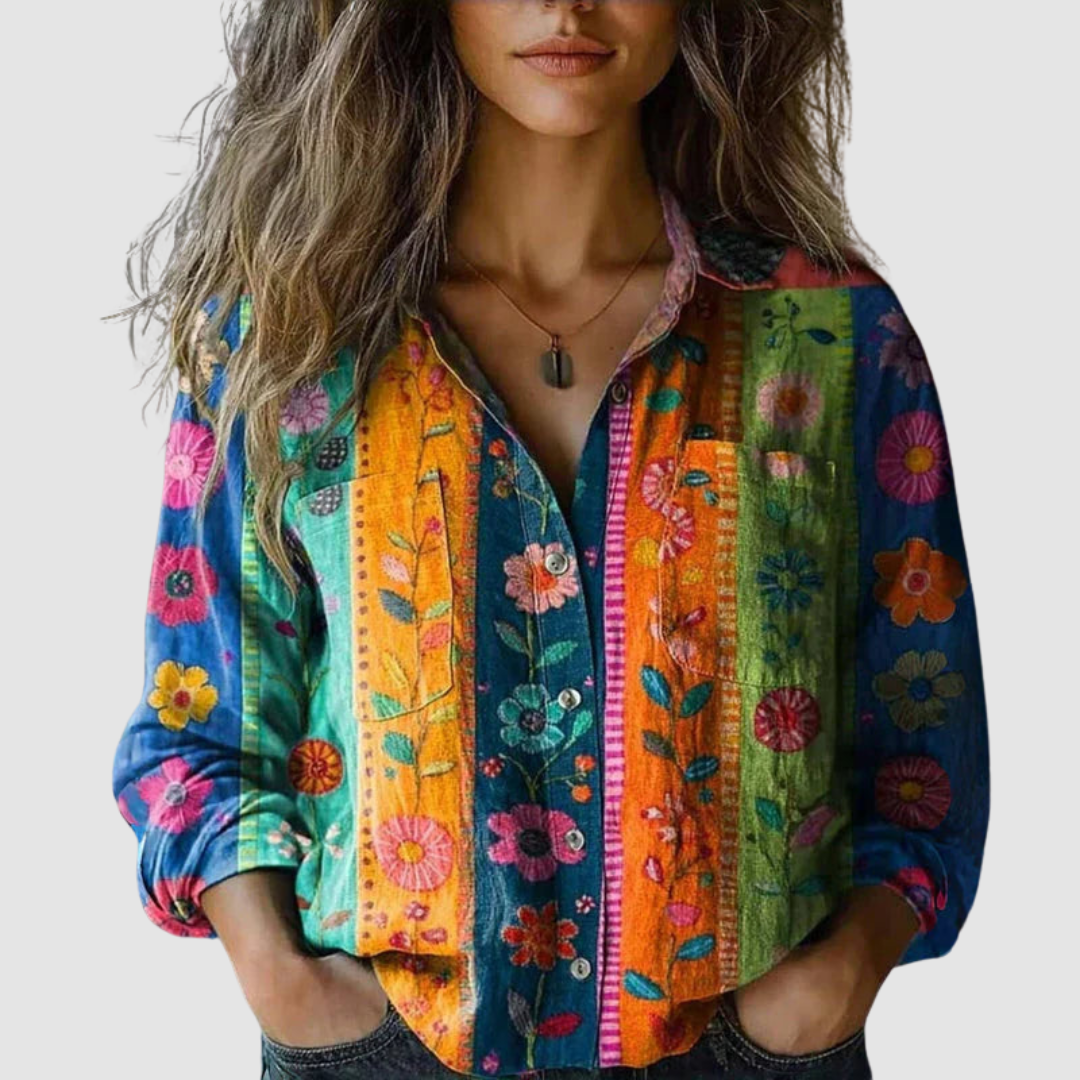 Lilou – Retro Printed Blouse