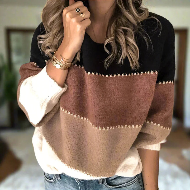 Isabelle – Bold Comfort in a Modern Colour-Block Sweater