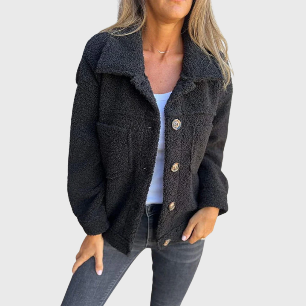 Helena – Plush Button-Up Coat for Effortless Warmth and Style