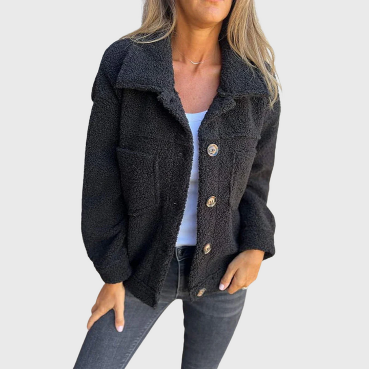 Helena – Plush Button-Up Coat for Effortless Warmth and Style