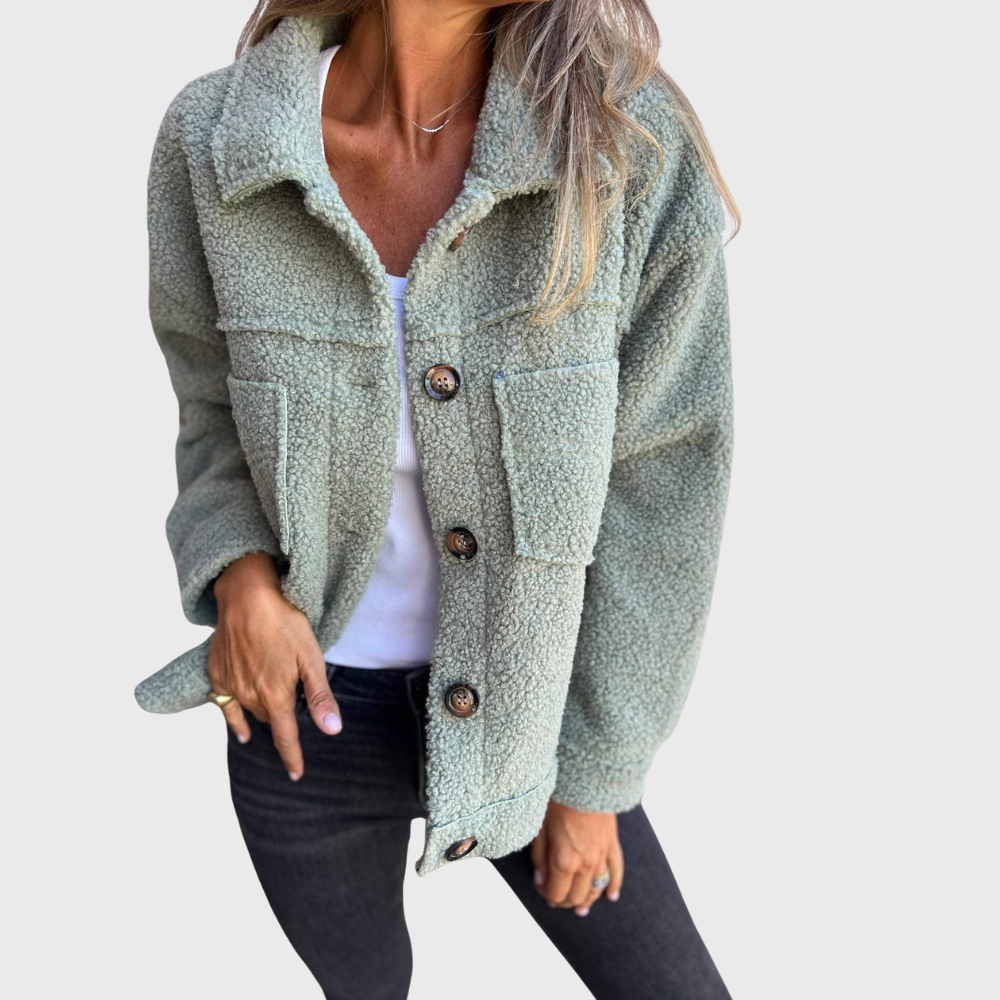 Helena – Plush Button-Up Coat for Effortless Warmth and Style
