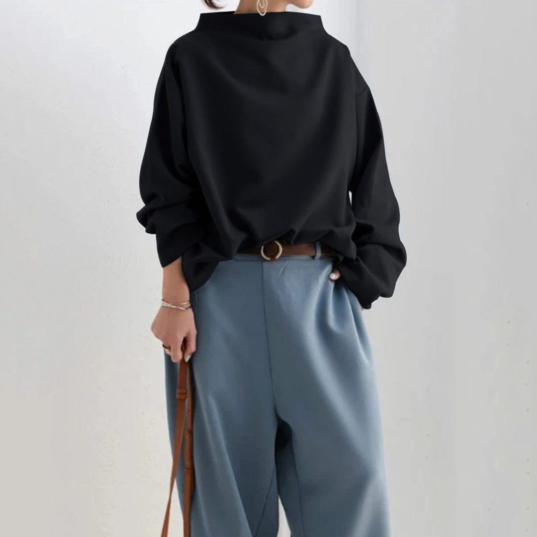 Élodie – Elegant High-Neck Knit Sweater