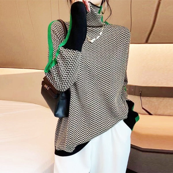 Vanessa – Herringbone Luxe Turtleneck for Effortless Elegance & All-Day Comfort