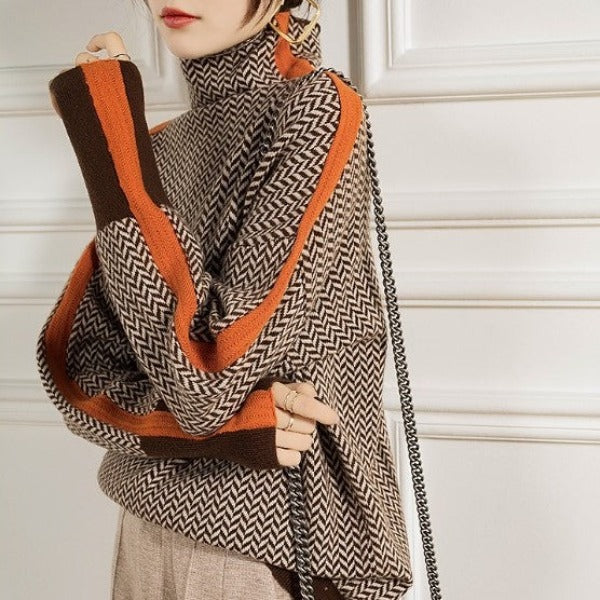 Vanessa – Herringbone Luxe Turtleneck for Effortless Elegance & All-Day Comfort
