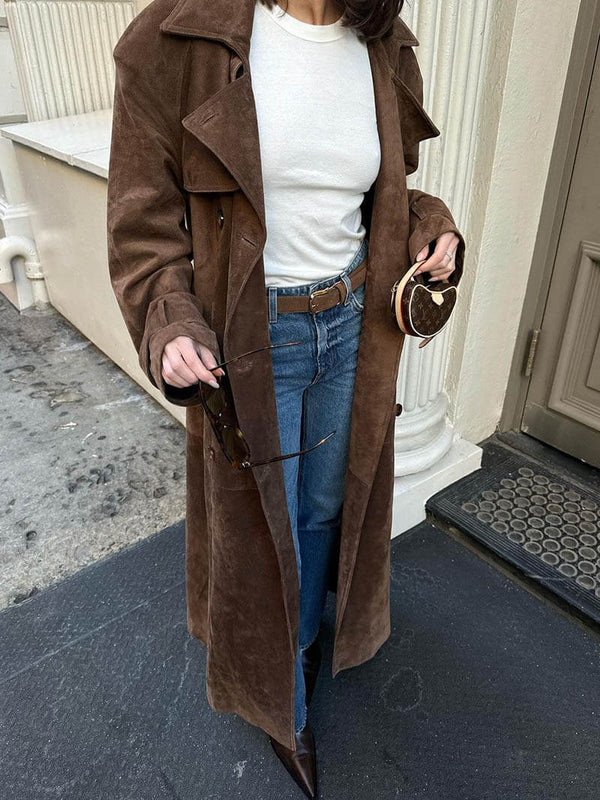 Énora – Luxe Suede Trench Coat